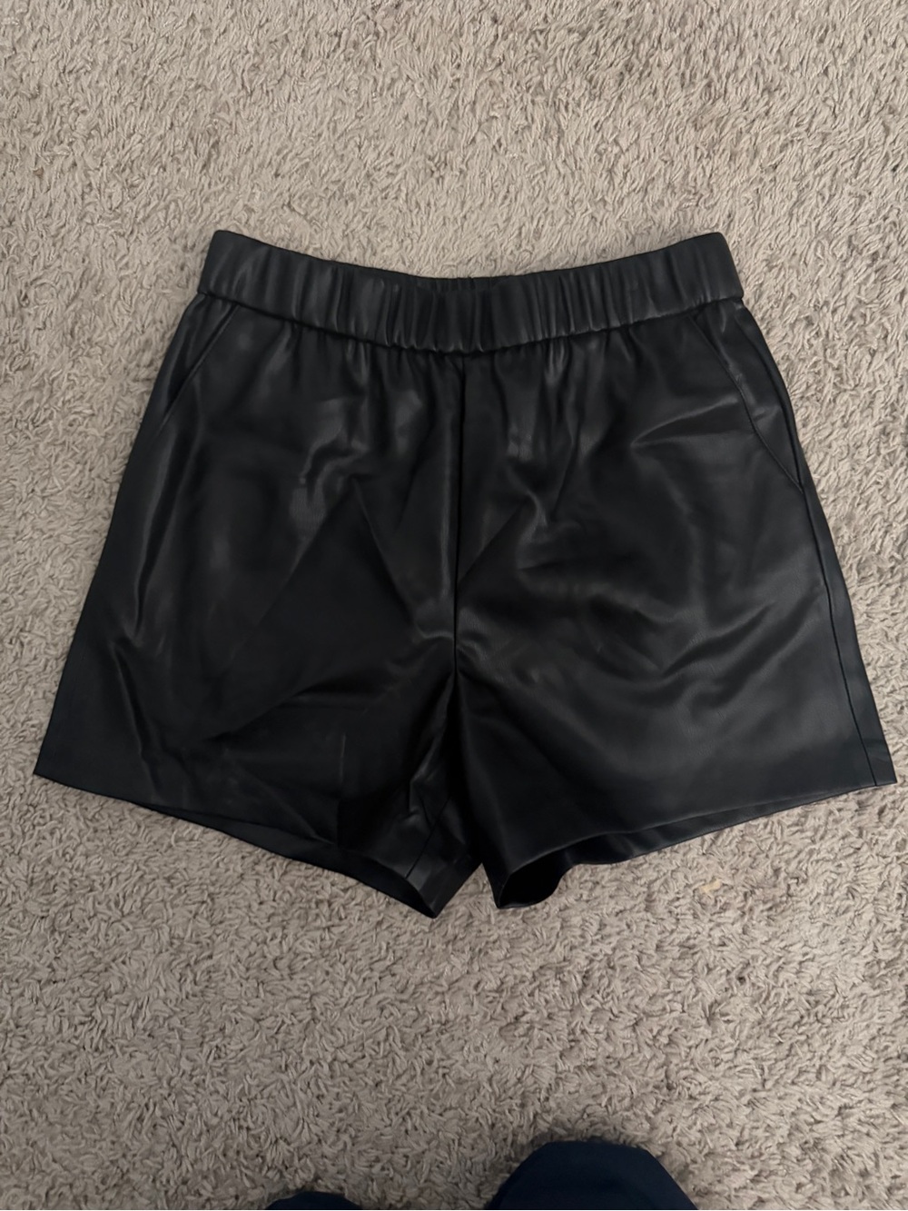 Z Supply Black Faux Leather High Waist Elastic Shorts